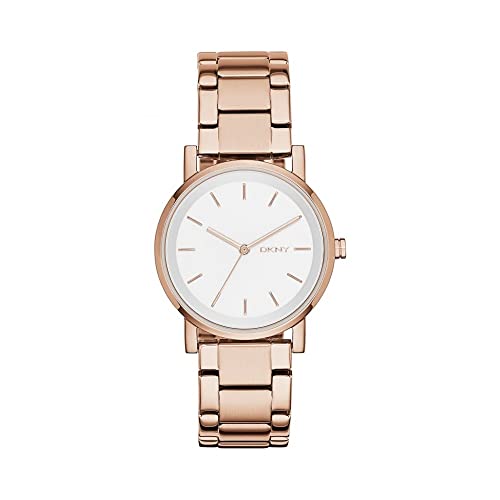 DKNY Damenuhren Soho, Dreizeiger Uhrwerk, 34mm Rose Gold Edelstahlgehäuse mit Edelstahlarmband, NY2344 im Sale