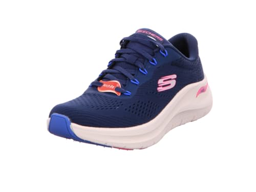 Skechers Women's Arch Fit 2.0 Big League Low-Top Sneaker, Navy Mesh with Hot Pink and Blue, EU on Sale