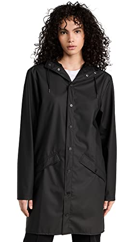RAINS Unisex Lange wasserdichte Jacke, 01 Schwarz, im Sale
