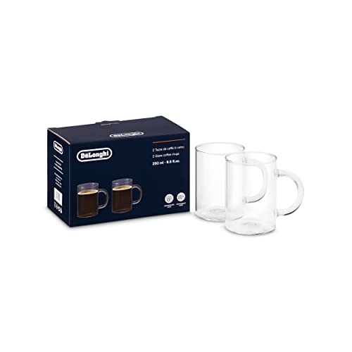 De'Longhi Long Coffee Gläser Set DLSC320, 2 Kaffeebecher aus Glas perfekt geeignet für Caffe Lungo oder Americano, Spülmaschinenfest, Fassungsvermögen 250 ml im Sale
