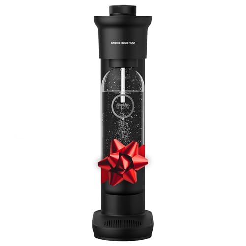 GROHE Blue Fizz - Wassersprudler (3 einstellbare CO2 Stufen, ohne CO2 Flasche, 1x 0,85l Wasserflasche + Reinigungspulver, ideales Geschenk zu Weihnachten), schwarz im Sale