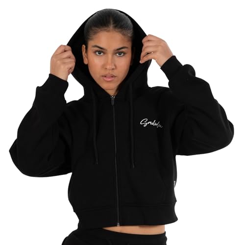 SMILODOX Zip Hoodie Damen Calma, Strickacke Damen, lockere Baumwoll-Jacke mit Kapuze und aufgesetzten Taschen, Pullover Sweatshirt Damen, Ideal für Sport, Gym, Fitness und Freizeit im Sale
