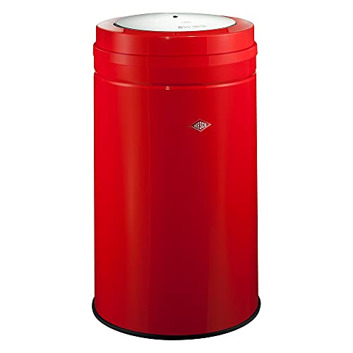 Wesco trash can, alloy steel, red, large