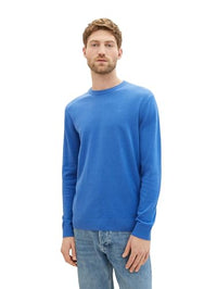 Thumbnail for TOM TAILOR Herren Basic Crewneck Pullover aus Baumwolle, 36293 - Bright Stone Grey Melange, im Sale