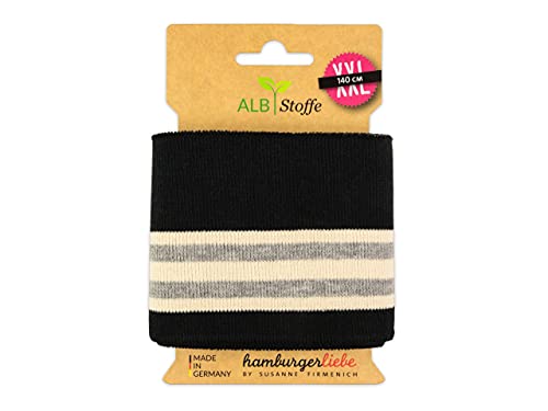 Albstoffe Cuff Me College Sakura Bündchen schwarz-meringa-Mittelgrau meliert im Sale