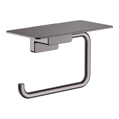 hansgrohe Toilettenpapierhalter AddStoris, Klopapierhalter mit Ablage, Brushed Black Chrome, 1 Rolle im Sale