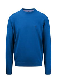 Thumbnail for FYNCH-HATTON Pullover aus Baumwolle mit Rundhalsausschnitt Strong Blue/ im Sale