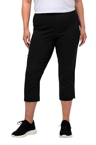 Ulla Popken Women's Bengaline Calf-Length Trousers, Black, 52 EU on Sale