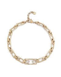 Thumbnail for UNO de 50 necklace with 18-karat gold-plated, rectangular link and topaz, one size, gold, no gemstone on sale