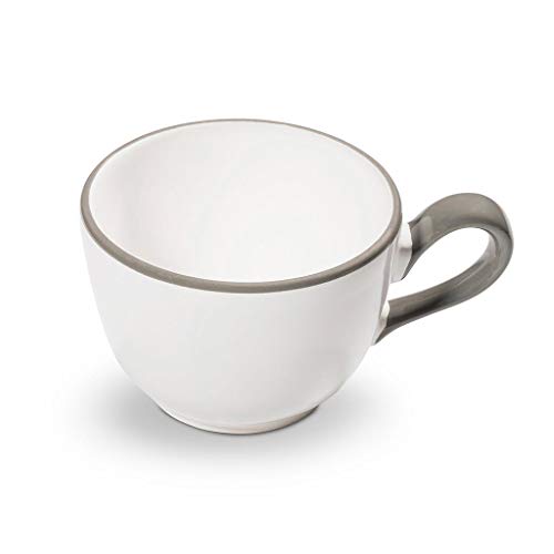 GMUNDNER KERAMIK coffee cup smooth capacity: 0.19 liters gray rim tableware, handmade in Austria on sale