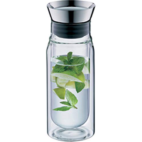 alfi FLOWMOTION 0.75l, double-walled borosilicate glass carafe, automatic pouring, integrated strainer, removable lid, dishwasher-safe, thermal glass carafe, for hot and cold drinks on sale