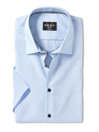 Thumbnail for Marvelis Men's Business Shirt Short Sleeve Body-Fit, Fil a Fil, New York Kent, Smoke Blue 13.43 on Sale