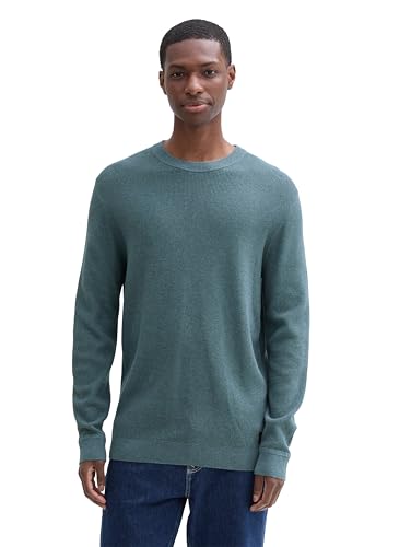 TOM TAILOR Herren Basic Strickpullover aus Baumwolle, 36293 - Bright Stone Grey Melange, im Sale