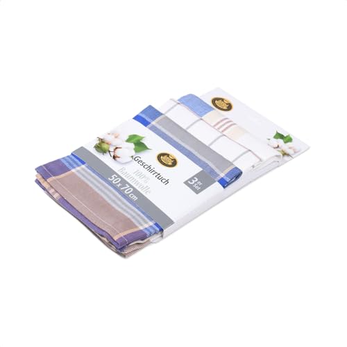 Gözze - Geschirrtuch-Set, 3-teilig, 100% Baumwolle, hohe Materialdichte (260 g/m²), 50 x 70 cm - Flieder im Sale