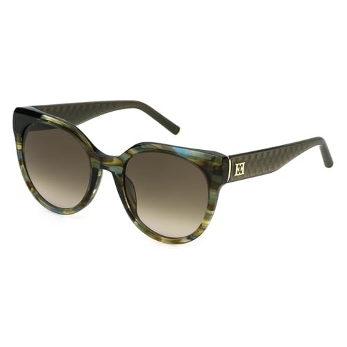 Escada Damen Sese65 Sonnenbrille, Glänzend gestreift, Braun/Grün, 53/20/140 im Sale