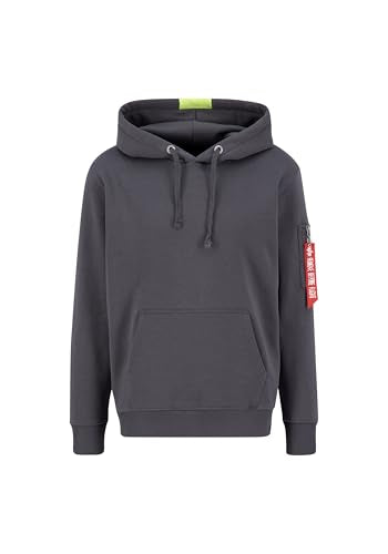 Alpha Industries Herren Red Stripe Hoody, Vintage Grey, 3 im Sale