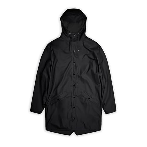 RAINS Unisex Lange wasserdichte Jacke, 01 Schwarz, im Sale