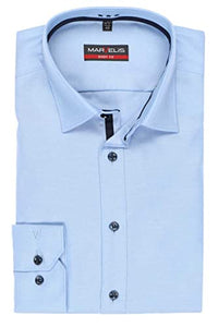 Thumbnail for Marvelis Men's Business Shirt Long Sleeve Body-Fit, Plain, New York Kent, White 00,41 on Sale