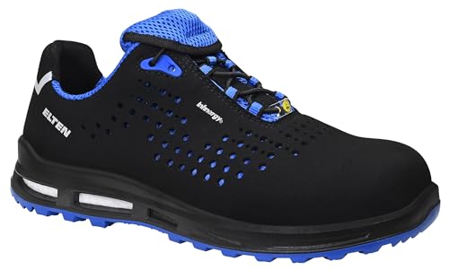 ELTEN Sicherheitsschuhe IMPULSE XXT blue Low ESD S1, Herren, Textil, Kunststoffkappe (leichter als Stahlkappe), leicht, sportlich, Schwarz/Blau, im Sale