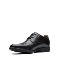 Thumbnail for Clarks Herren Whiddon Cap Sneaker, Schwarzes Leder, EU im Sale