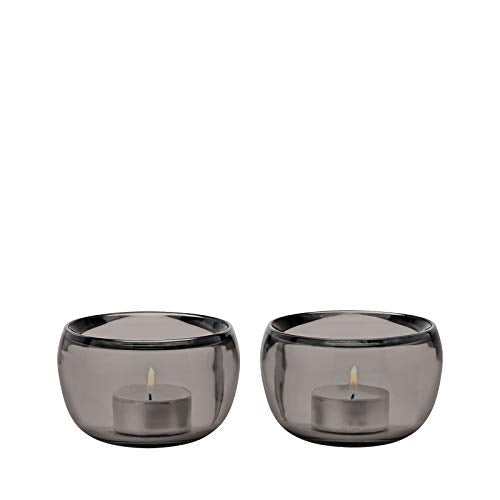 Stelton - Tealight holder, candle holder - Ora - Glass - Smoke - Set of 2 on sale