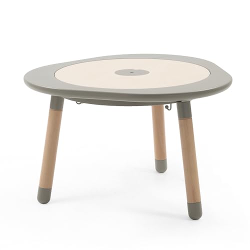 Stokke MuTable, Dove Gray – Multifunktionaler Kinderspieltisch – Höhenverstellbare Beine – Inklusive Vier doppelseitiger Spielscheiben, einem Puzzle und Einer Tischscheibe aus Naturholz im Sale