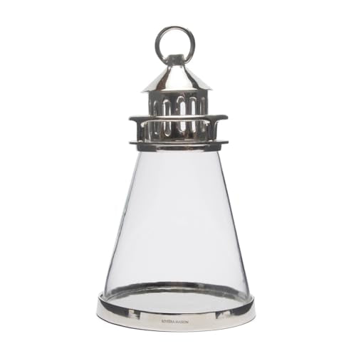Riviera Maison Lantern, Wind Light for Indoors, Candle Holder - RM Lighthouse Lantern - Silver - Aluminum, Glass, MDF - (ØxH) 20x36 on Sale