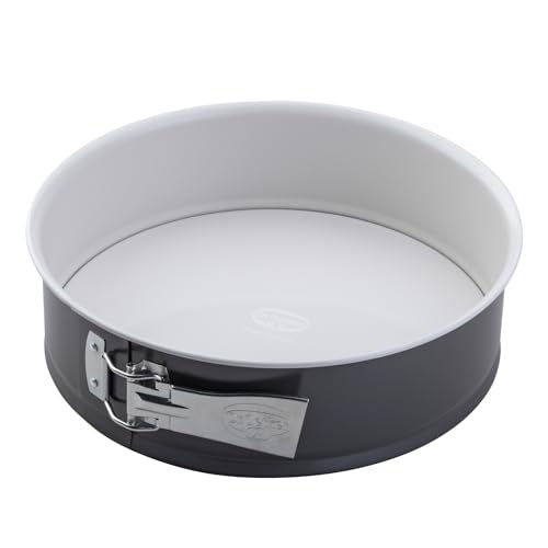 Dr. Oetker Springform Ø 26 cm EXCLUSIVE, Backform mit schnitt- & kratzfestem Flachboden mit Emaille-Versiegelung, runde Kuchenform mit Ring aus Stahlblech (Farbe: Grau-Braun/Crème) im Sale