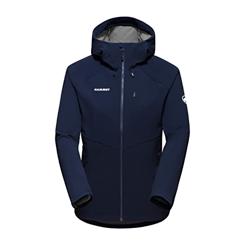 Mammut Ultimate Comfort SO Hooded Jacket Women | Softshelljacke für Damen, Outdoor Jacke mit Kapuze, Wanderjacke, Funktionsjacke, Allwetterjacke | Marine, im Sale