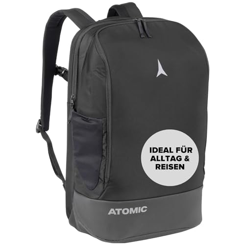 ATOMIC TRAVEL PACK Rucksack - Schwarz - Rucksäcke mit herausnehmbaren Fächern - Laptoprucksack mit 17 Laptopfach - Extra Fach für Schuhe - Reiserucksack mit EVA-Rückenpanel
