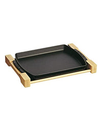 Thumbnail for Staub Teller mit Holzunterlage, rechteckig (33 x 23 cm, 1 L) schwarz im Sale