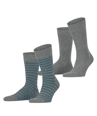 Thumbnail for ESPRIT Herren Socken Fine Stripe Multipack So Baumwolle gemustert 2 Paar, Grau Light Grey 3400, 43-46 im Sale