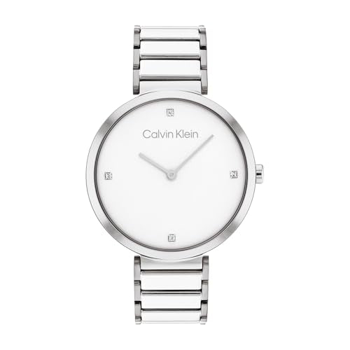 Calvin Klein Analog Quartz Watch for Women with Silver Stainless Steel Bracelet - 25200137 on Sale
