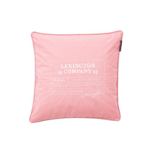 LEXINGTON [A] Logo Organic Cotton Canvas Pillow Cover, Pink/White, 50x50 on sale