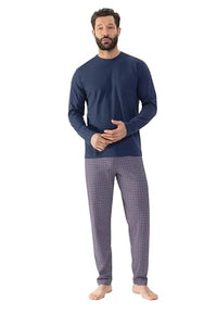 Thumbnail for Mey Nightwear Series Red Tile Men's Pyjamas Long Yacht Blue L(L) on Sale