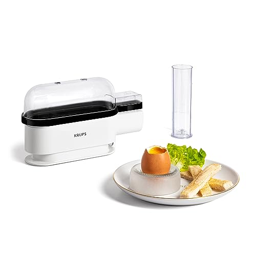 Krups Ovomat Trio Eierkocher, Für bis zu 3 Eier, Inkl. Wasser-Messbecher mit Eierstecher, Eierhalter, Signalton, EG234115, Weiß/Schwarz im Sale
