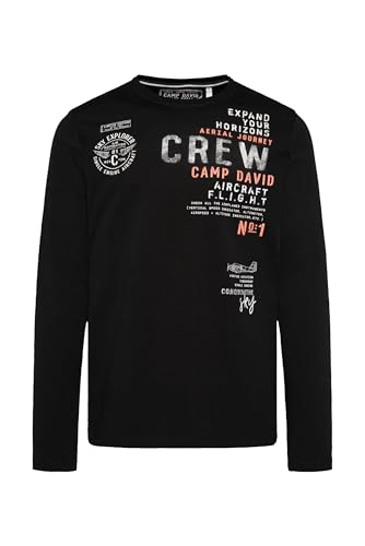 Camp David Herren Longsleeve mit Aircraft Print Bright Coral 4 im Sale