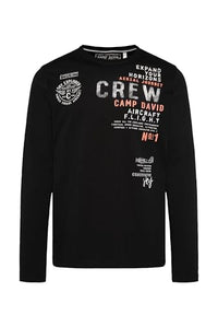 Thumbnail for Camp David Herren Longsleeve mit Aircraft Print Bright Coral 4 im Sale