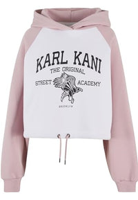 Thumbnail for Karl Kani Woven Signature Street Academy Crop Raglan Hoodie  White/Rose im Sale