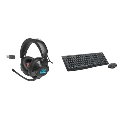JBL Quantum 610 Over-Ear Gaming Kopfhörer – Wireless 2,4 GHz und 3,5 mm Klinke & Logitech MK295 kabelloses Tastatur-Maus-Set mit SilentTouch-Technologie im Sale