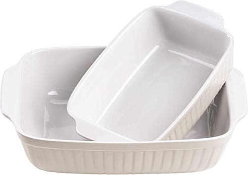 MÄSER 931135 Serie Kitchen Time, Auflaufformen rechteckig im 2er Set, eckige Ofenformen, ideal auch für Lasagne, kratz- und schnittfest, Keramik, 33 x 24 x 8 cm / 25,5 x 16 x 7 cm, Blau im Sale