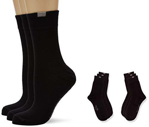Nur Die Damen 9er Pack Passt Perfekt Atmungsaktive Baumwolle Einfarbig Komfortbund Ohne Drückende Naht Socken, Schwarz, 39-42 EU im Sale