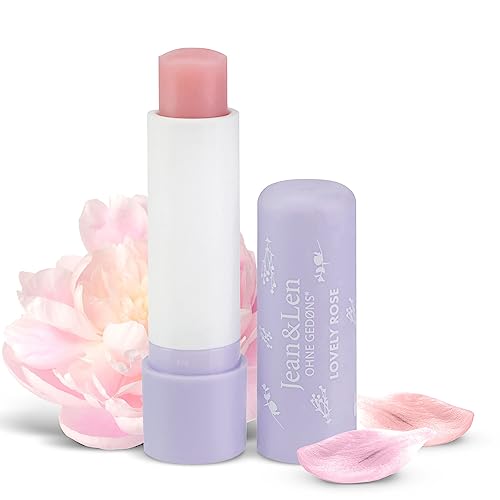 Jean &amp; Len Intensively Nourishing Lip Balm, for smooth, soft lips, protects lips from drying out, with rose petal wax &amp; organic argan oil, lip care, without mineral oil, vegan, 4.7 g