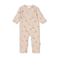 Thumbnail for Feetje N-Baby Schlafanzug Anzug Klapfuß AOP Boat RIPP-Jersey, Sand, 80 im Sale