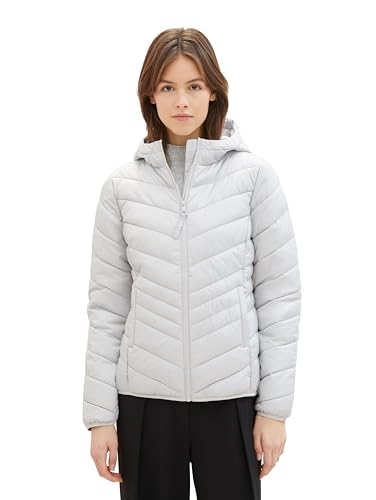 Tom Tailor Denim Damen Lightweight Steppjacke mit Kapuze, 11074 - Silver Grey, im Sale