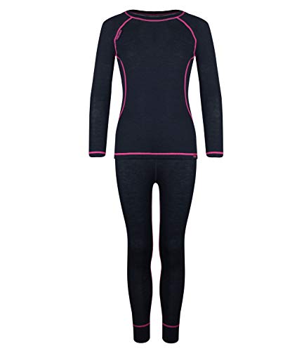 Trollkids Mädchen Merino schnelltrocknendes Funktionsunterwäsche Set, Anthrazit/Magenta, im Sale