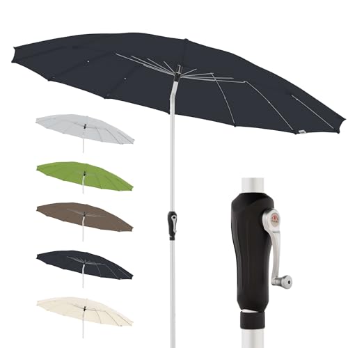 Doppler Parasol Asia Look SL-AZ Auto Tilt 250cm Anthracite | Foldable garden parasol | Crank parasol with UV protection 50+ | Crank parasol made of aluminum | Rain-repellent polyester canopy
