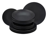 Thumbnail for CreaTable, 23144, SOFT TOUCH BLACK series, 12-piece tableware set, stoneware dinner service, dishwasher and microwave safe, Made in Portugal on sale