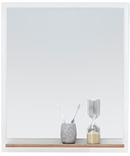 Pelipal bathroom mirror panel 923 in white gloss/Riviera oak horizontal reproduction, 60 cm x 74.5 cm | Mirror with shelf on sale