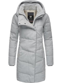 Thumbnail for Ragwear Damen Wintermantel Warmer Steppmantel lang in Wolloptik mit Kapuze Pavla Coat YOUMODO Ash im Sale